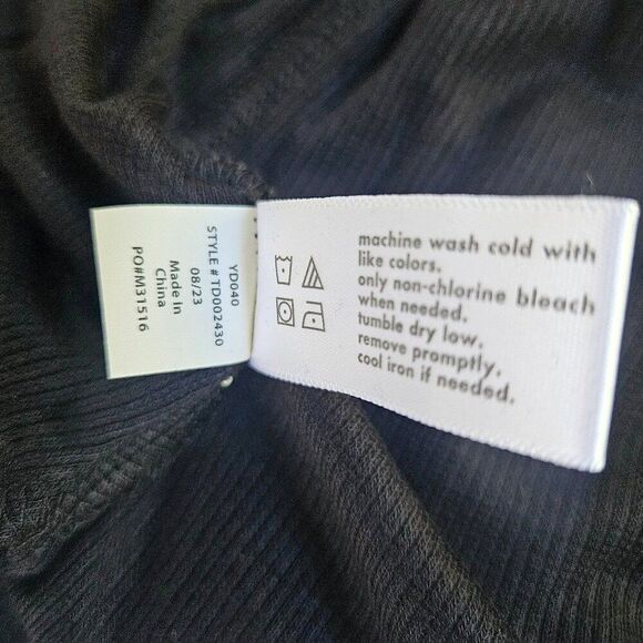 THREE DOTS Karen Dress XL Black Side-Tie Ribbed Long Sleeve Midi Length Modest - Picture 12 of 14